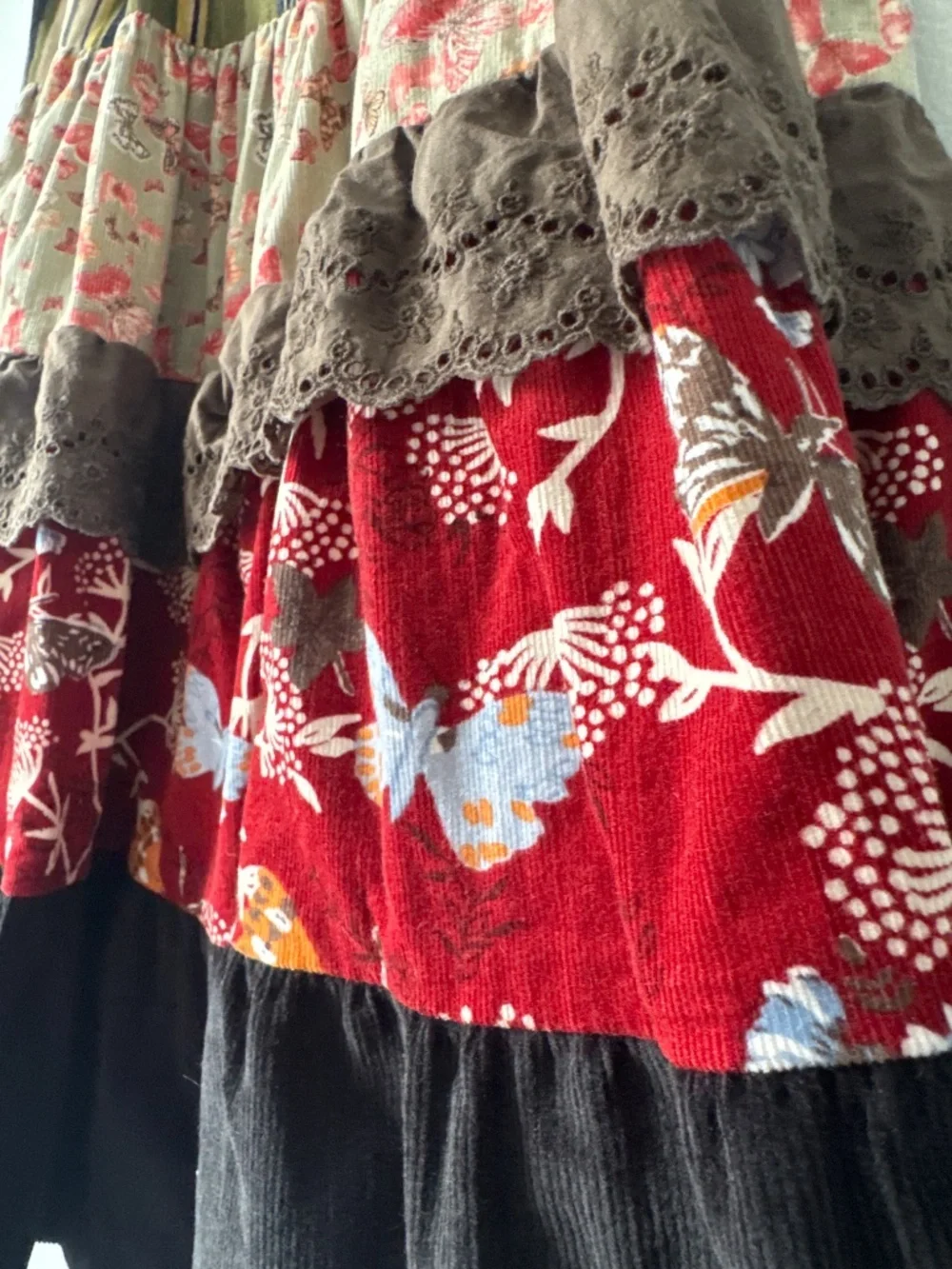 Adorable mixed print corduroy skirt